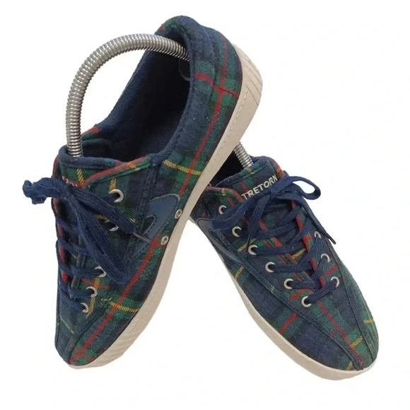 Tretorn Tartan Green Plaid Lace Up Sneakers Size 10 - Picture 2 of 11